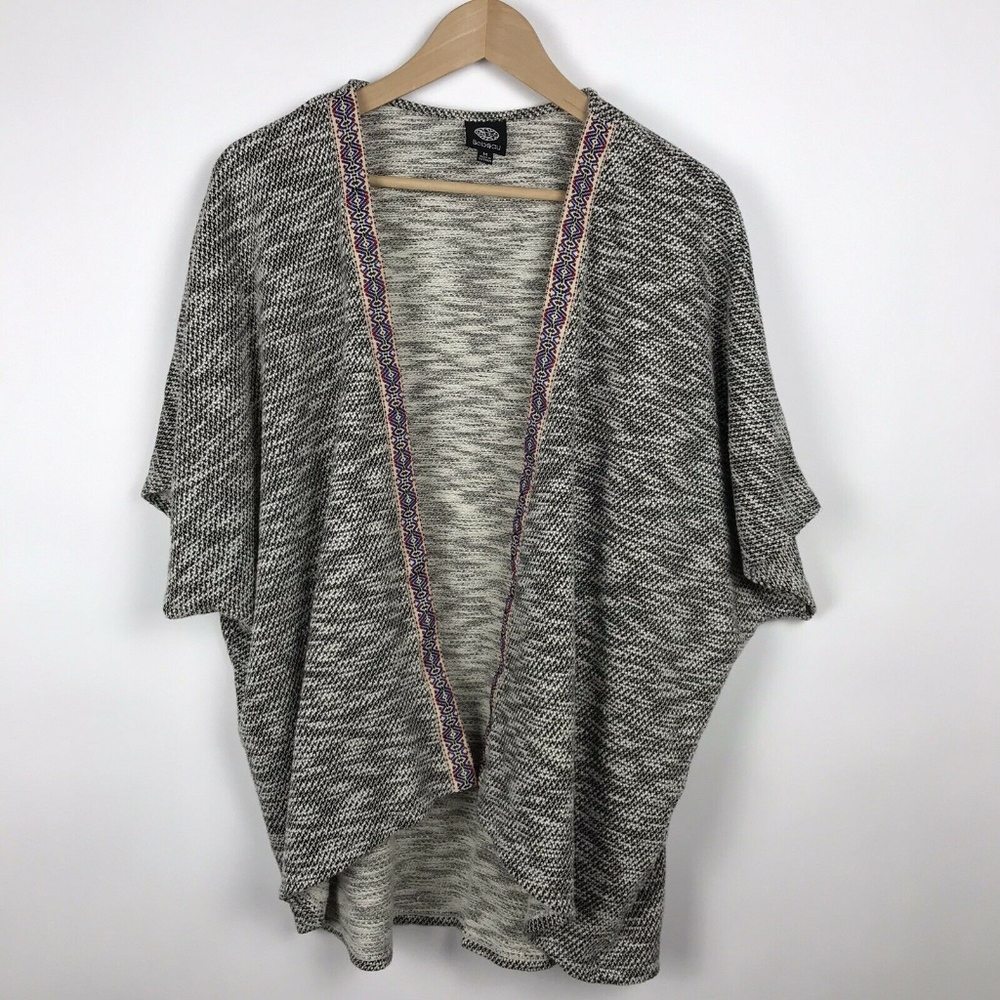 Bobeau Boho Oversized Black White Knit Cardigan